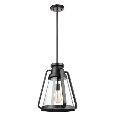 Nuvo Everett 1-Light 14-Inch Pendant - Matte Black with Clear Glass 60/7553
